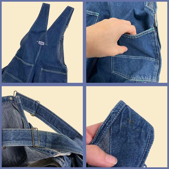 70s/80s Big Smith denim overalls, vintage cotton medium wash denim blue overalls - Picture 5 of 8